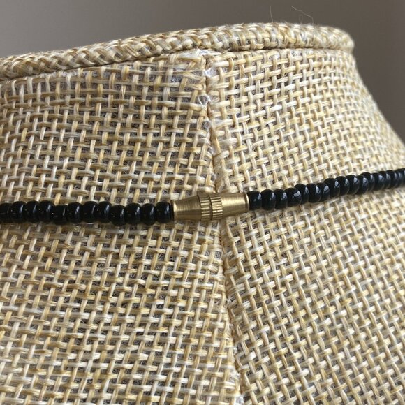 Long Dangle Necklace Black, White & Green Beads - Picture 5 of 5